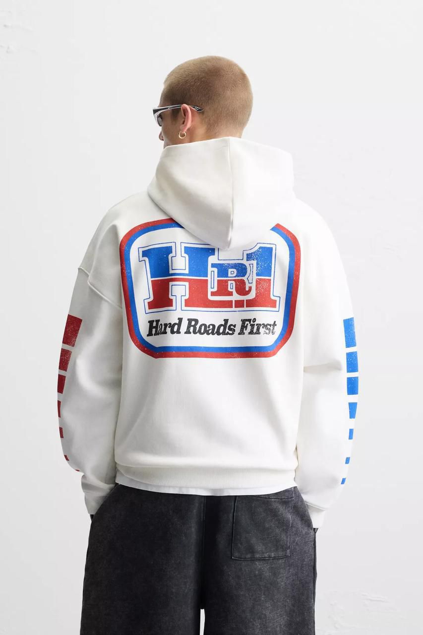 Zara Oversized Hoodie Printed | HR1