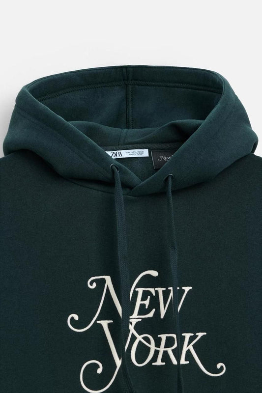 Zara Oversized Hoodie Printed | Green NY