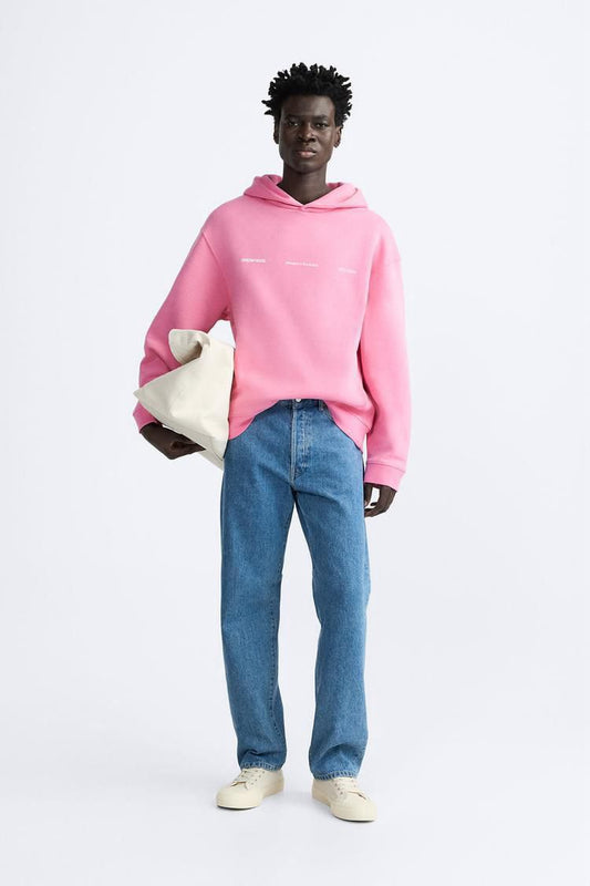 Zara Oversized Hoodie Printed | Pink