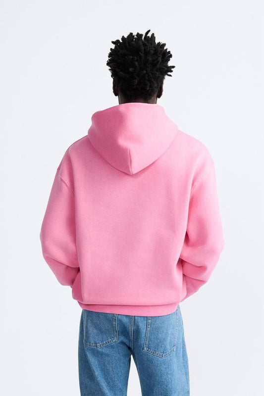 Zara Oversized Hoodie Printed | Pink