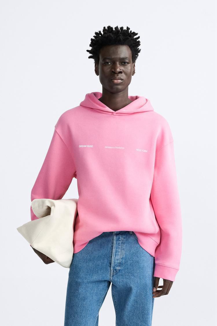 Zara Oversized Hoodie Printed | Pink