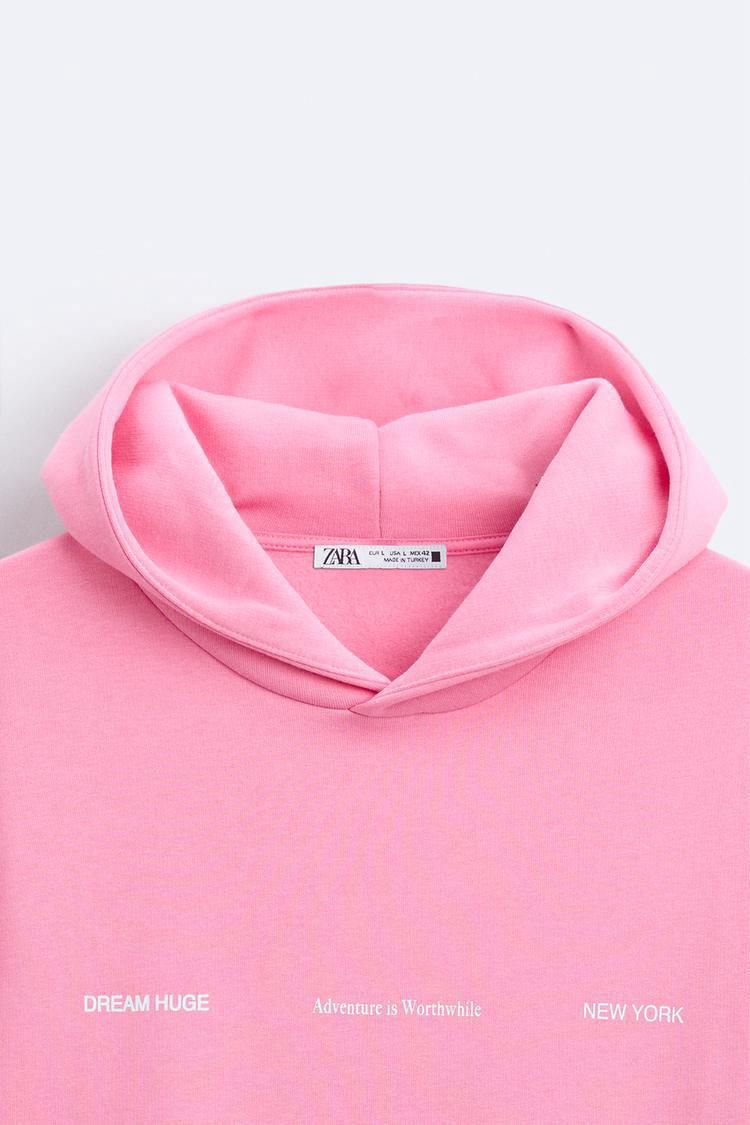 Zara Oversized Hoodie Printed | Pink