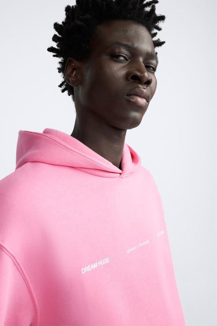 Zara Oversized Hoodie Printed | Pink