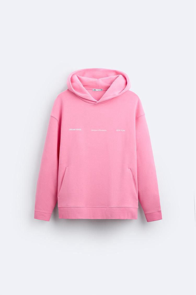 Zara Oversized Hoodie Printed | Pink
