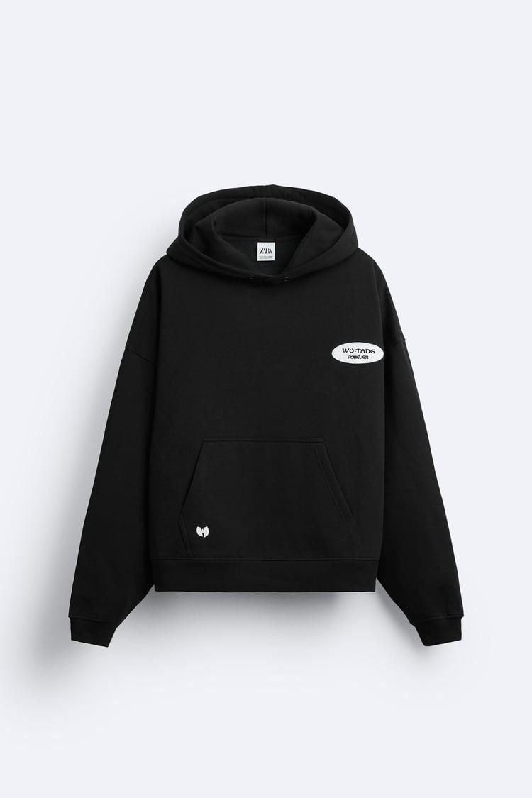 Zara Oversized Hoodie Printed | Black