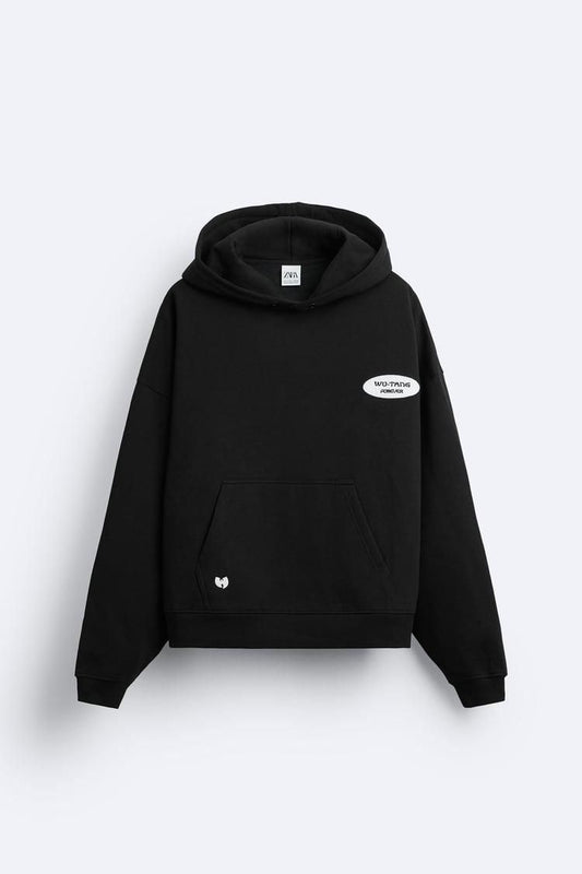 Zara Oversized Hoodie Printed | Black