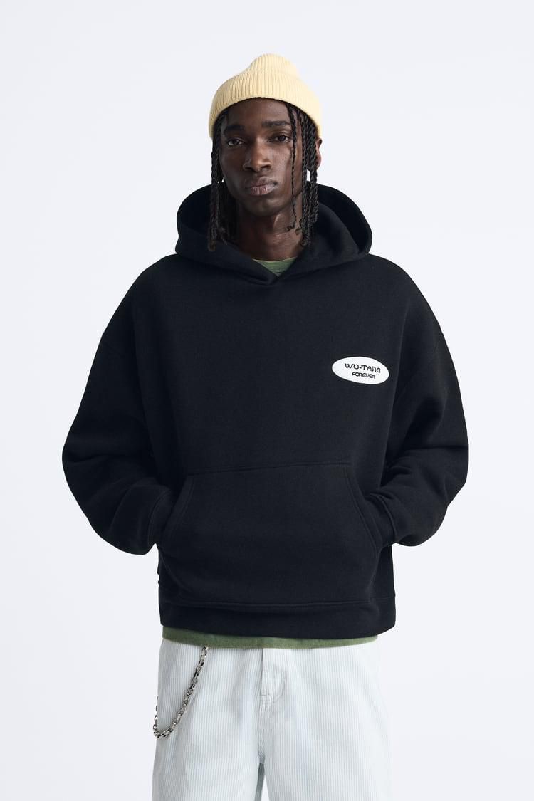 Zara Oversized Hoodie Printed | Black