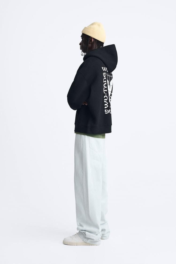 Zara Oversized Hoodie Printed | Black