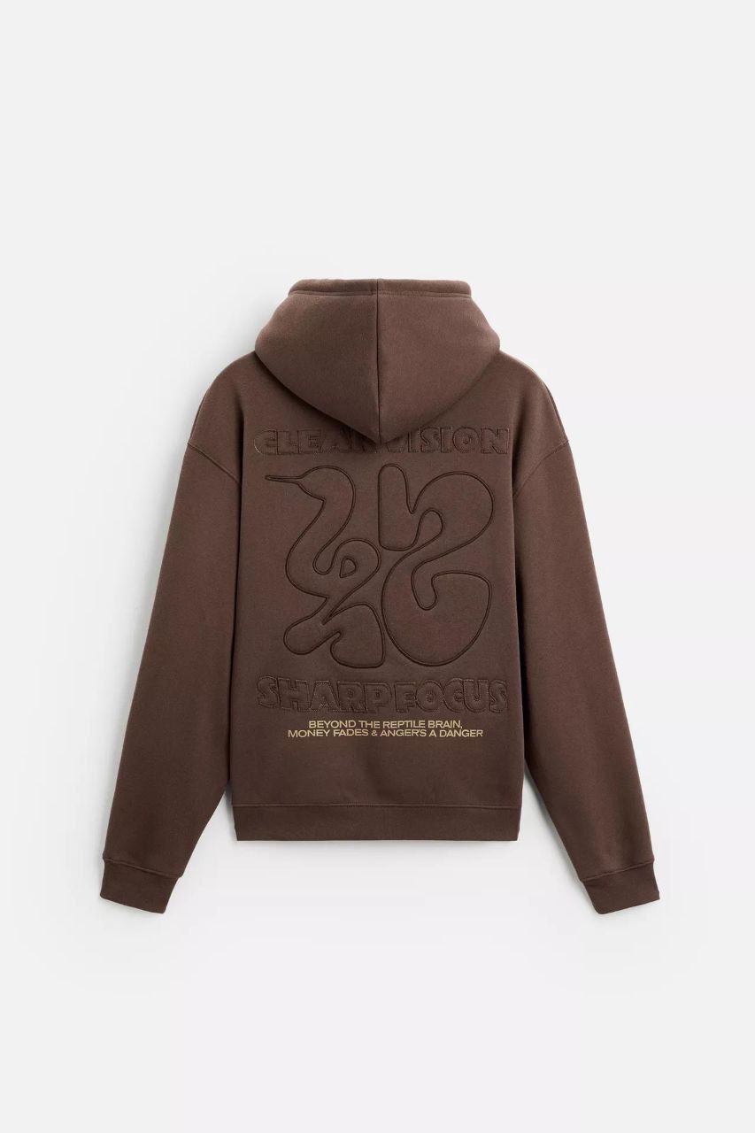 Zara Oversized Hoodie Printed | Brown
