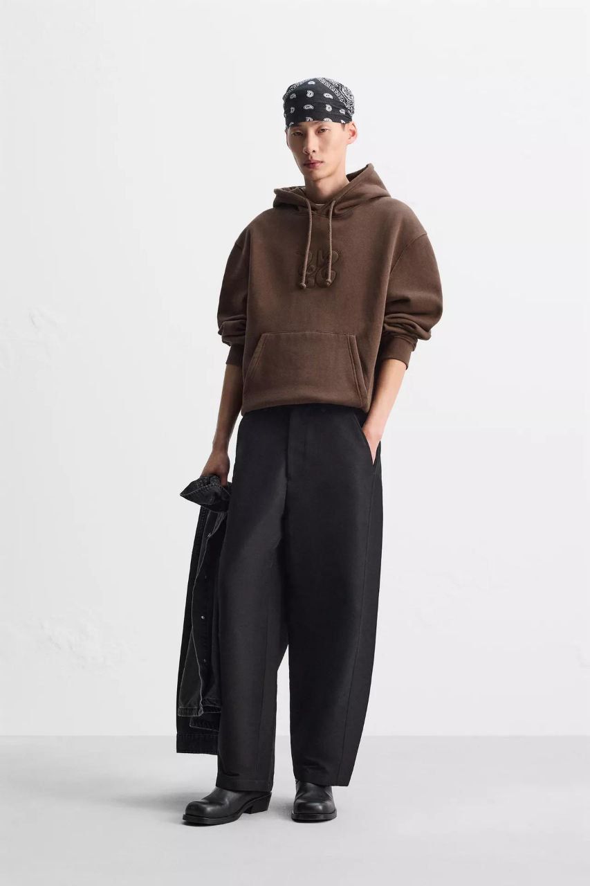Zara Oversized Hoodie Printed | Brown