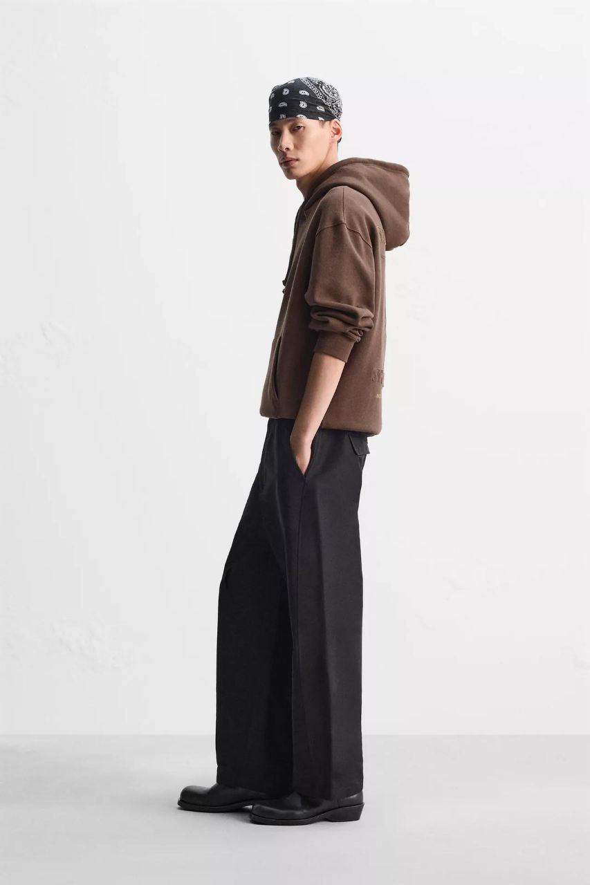 Zara Oversized Hoodie Printed | Brown