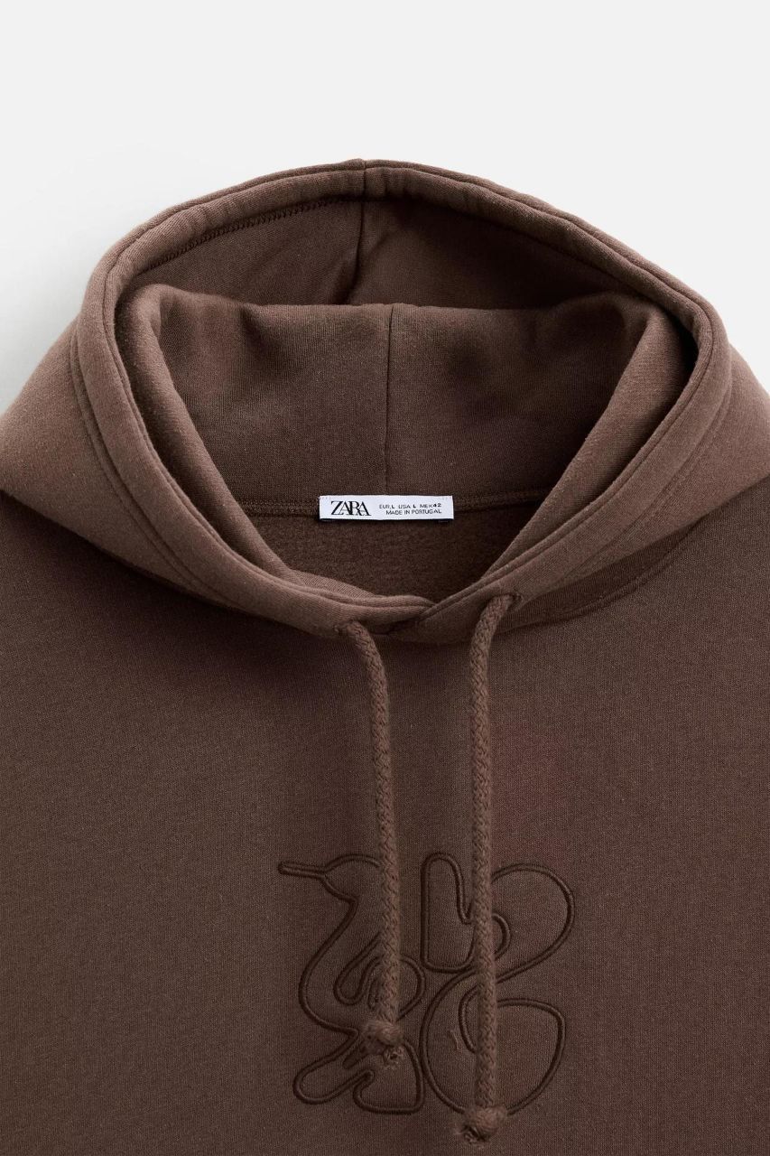 Zara Oversized Hoodie Printed | Brown
