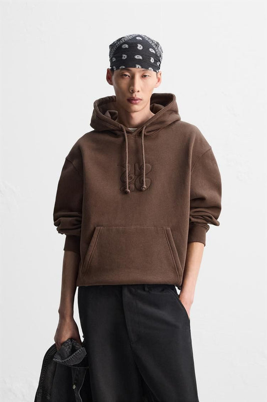 Zara Oversized Hoodie Printed | Brown
