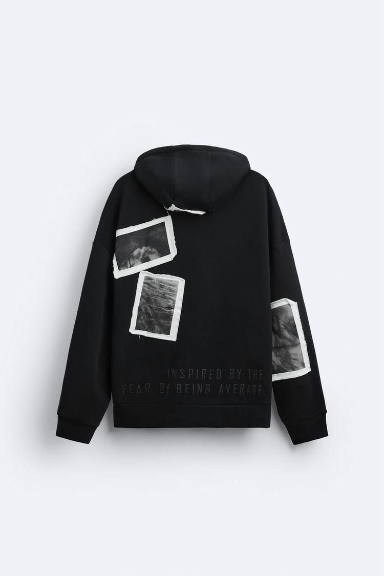 Zara Oversized Hoodie Printed | Black 2