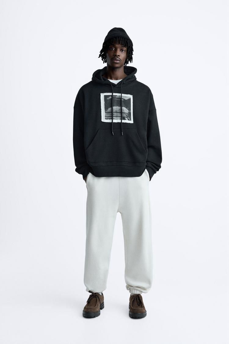 Zara Oversized Hoodie Printed | Black 2