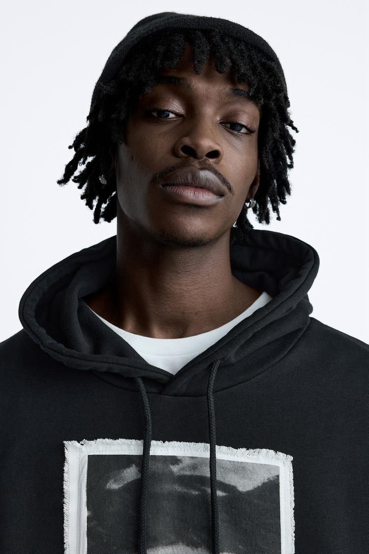Zara Oversized Hoodie Printed | Black 2
