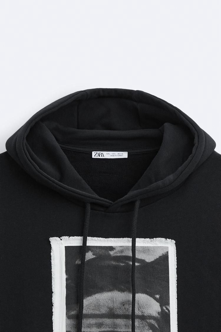 Zara Oversized Hoodie Printed | Black 2