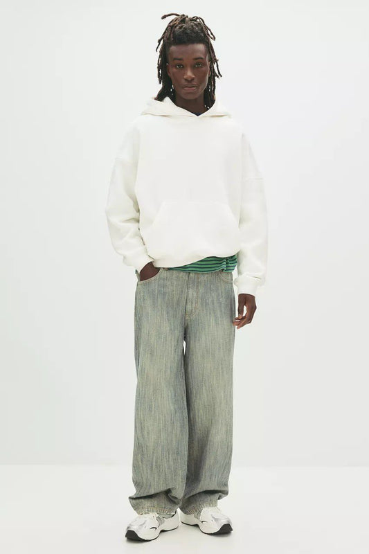 Pull & Bear STWD Box Fit Hoodie | White