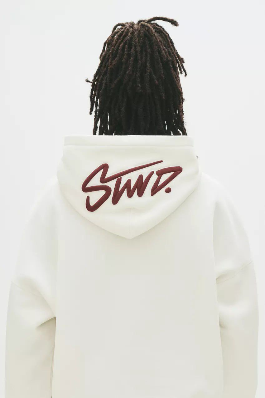 Pull & Bear STWD Box Fit Hoodie | White
