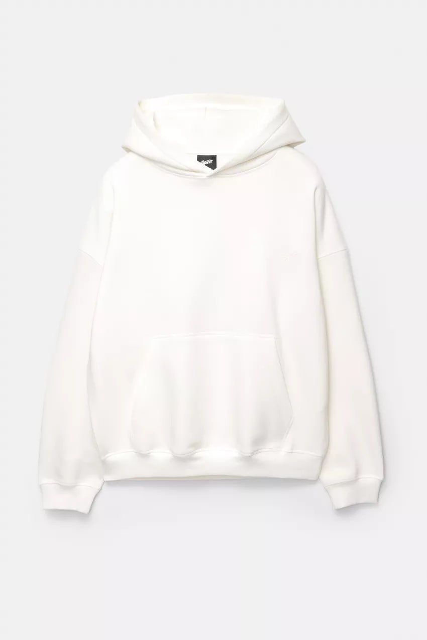 Pull & Bear STWD Box Fit Hoodie | White