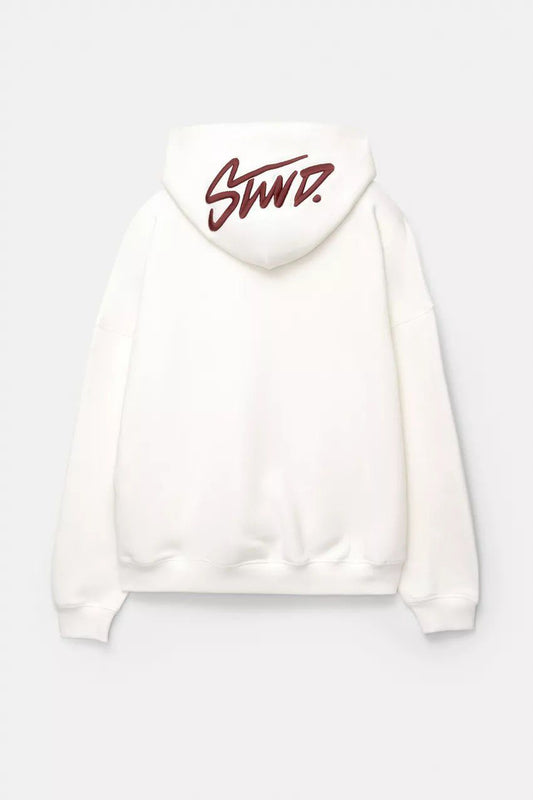 Pull & Bear STWD Box Fit Hoodie | White
