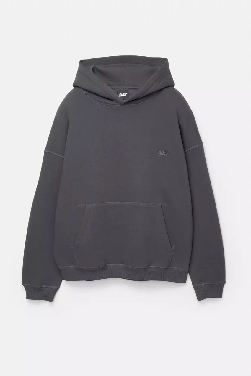 Pull & Bear STWD Box Fit Hoodie | Anthracite grey