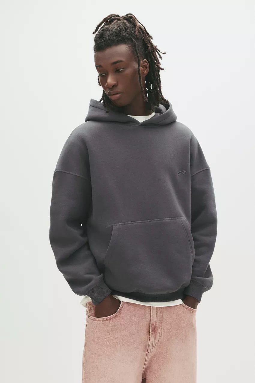 Pull & Bear STWD Box Fit Hoodie | Anthracite grey