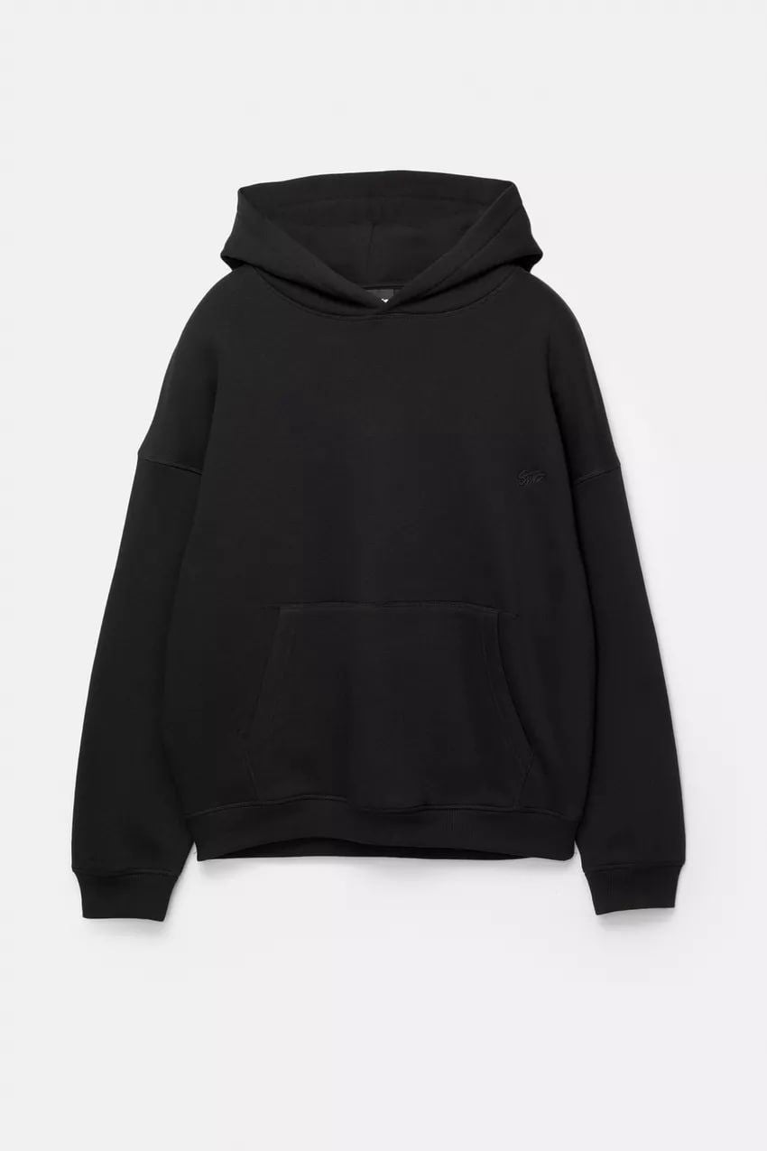 Pull & Bear STWD Box Fit Hoodie | Black