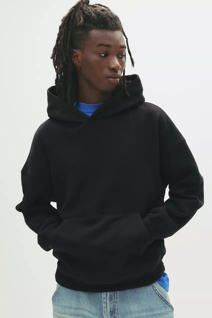 Pull & Bear STWD Box Fit Hoodie | Black