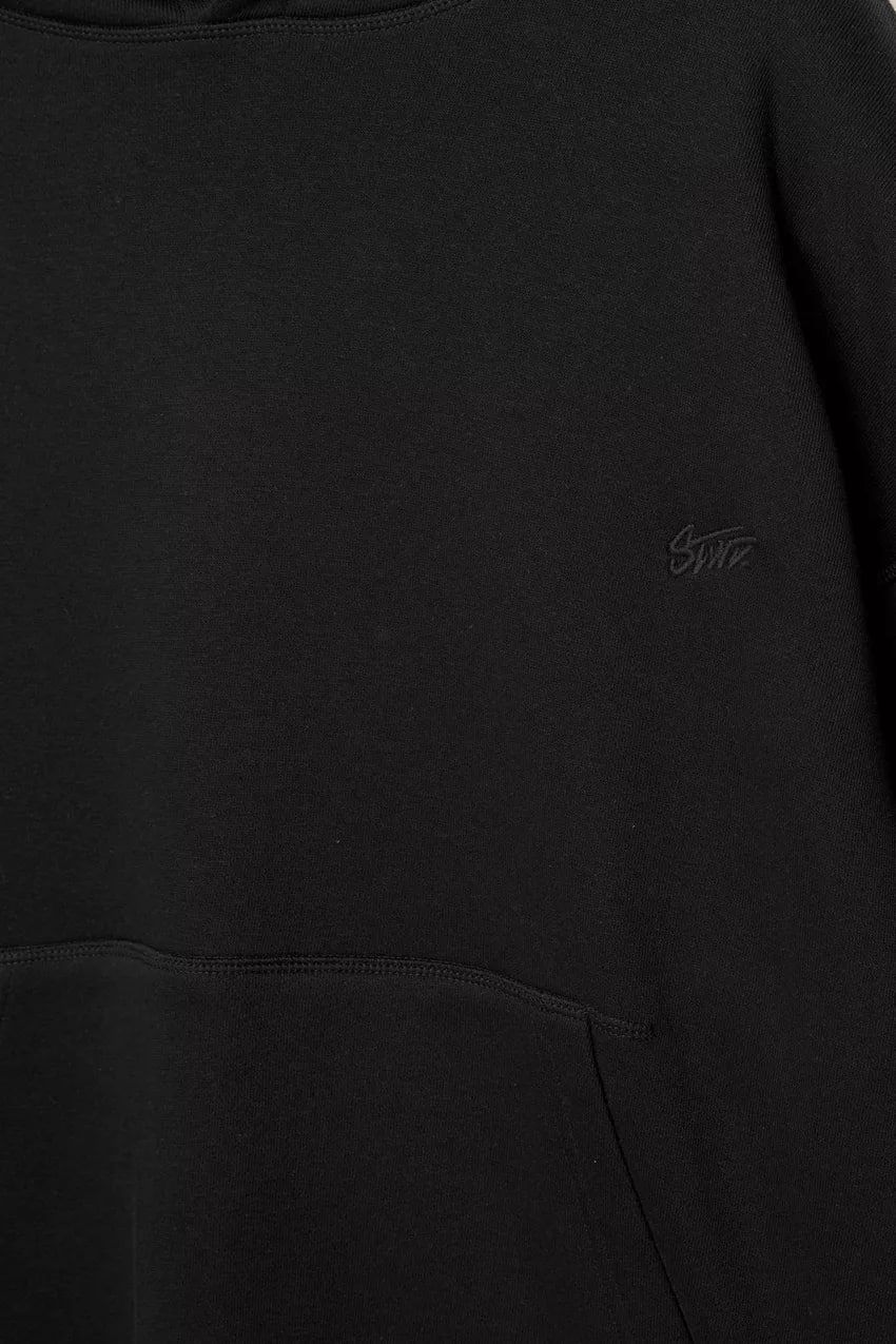 Pull & Bear STWD Box Fit Hoodie | Black