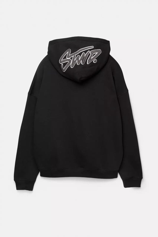 Pull & Bear STWD Box Fit Hoodie | Black