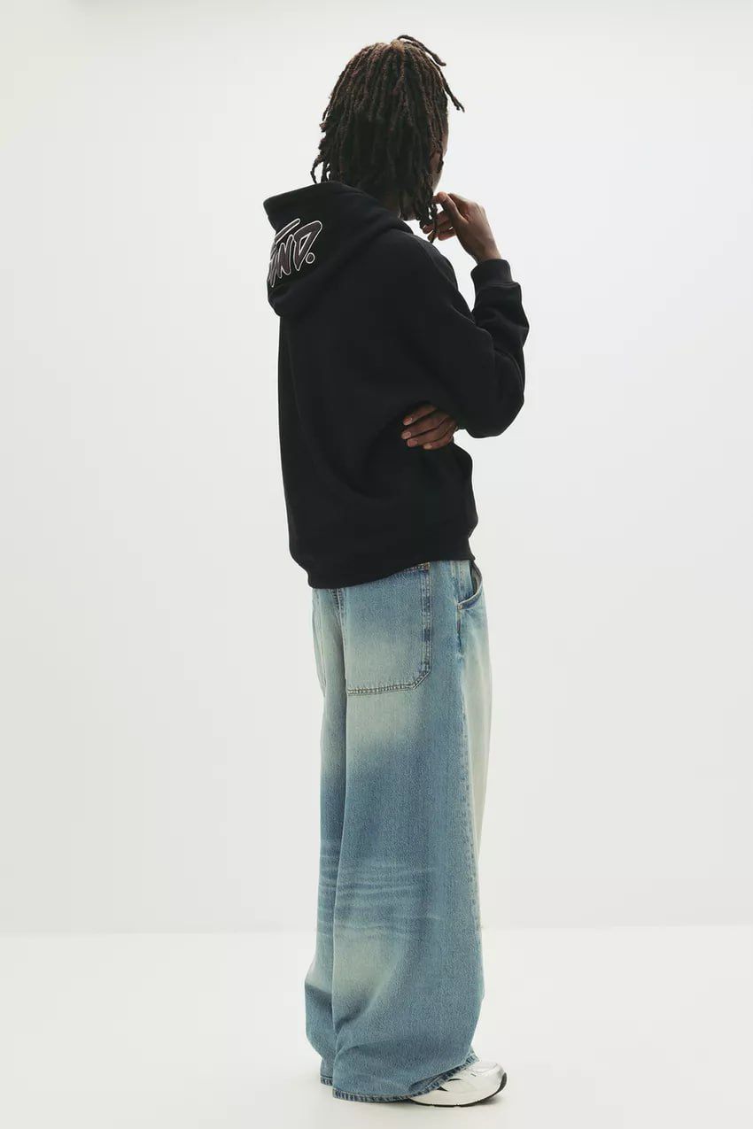 Pull & Bear STWD Box Fit Hoodie | Black