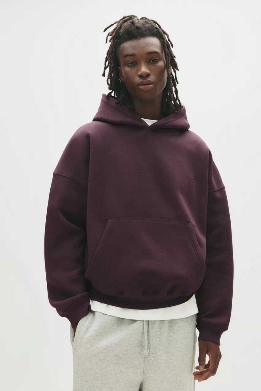 Pull & Bear STWD Box Fit Hoodie | Mauve