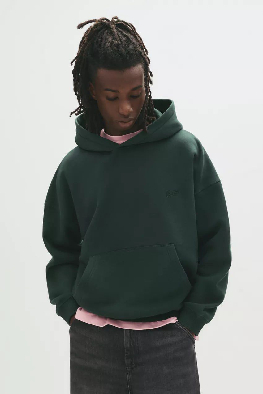 Pull & Bear STWD Box Fit Hoodie | Green