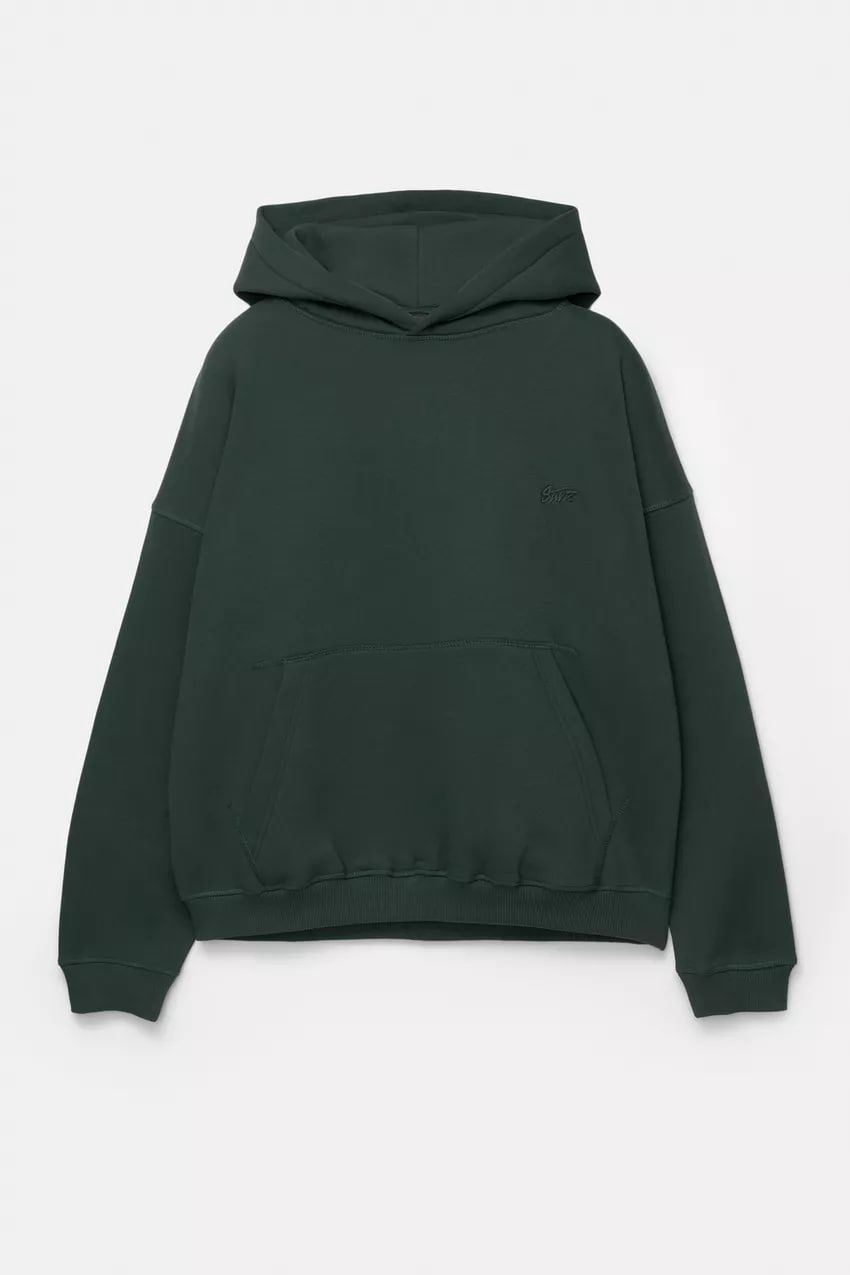 Pull & Bear STWD Box Fit Hoodie | Green