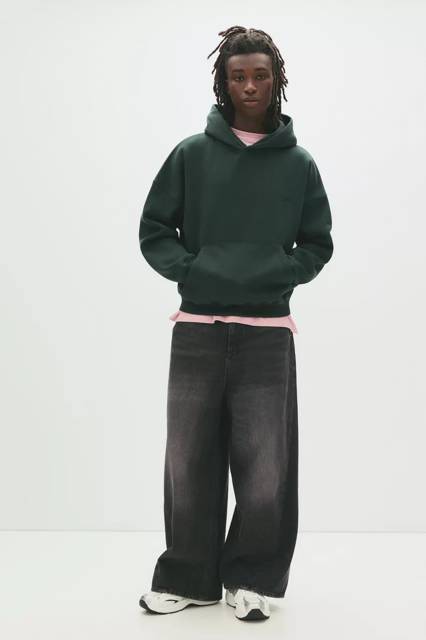Pull & Bear STWD Box Fit Hoodie | Green
