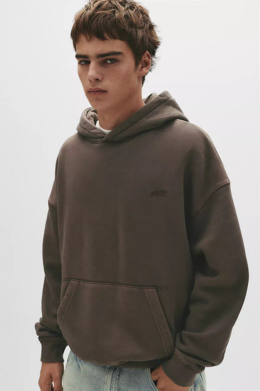 Pull & Bear STWD Box Fit Hoodie | Brown