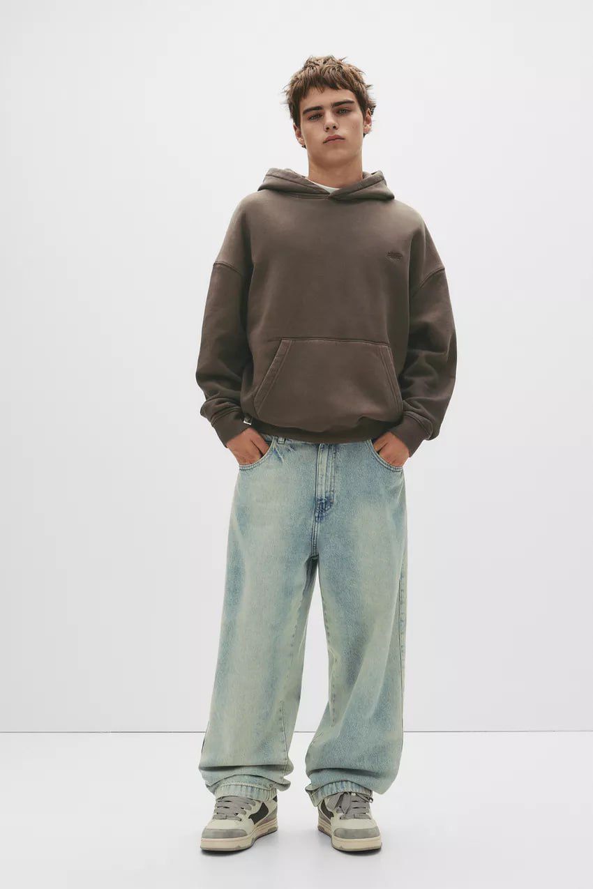 Pull & Bear STWD Box Fit Hoodie | Brown