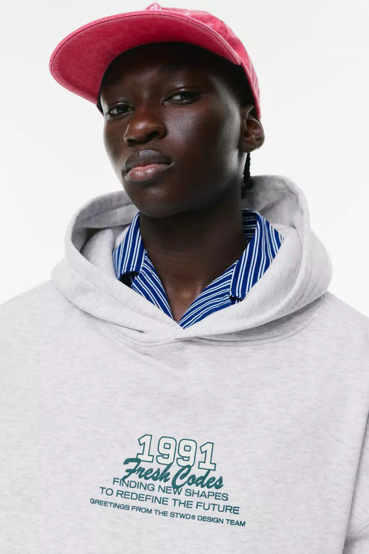Pull & Bear STWD Box Fit Hoodie Printed | Grey ice