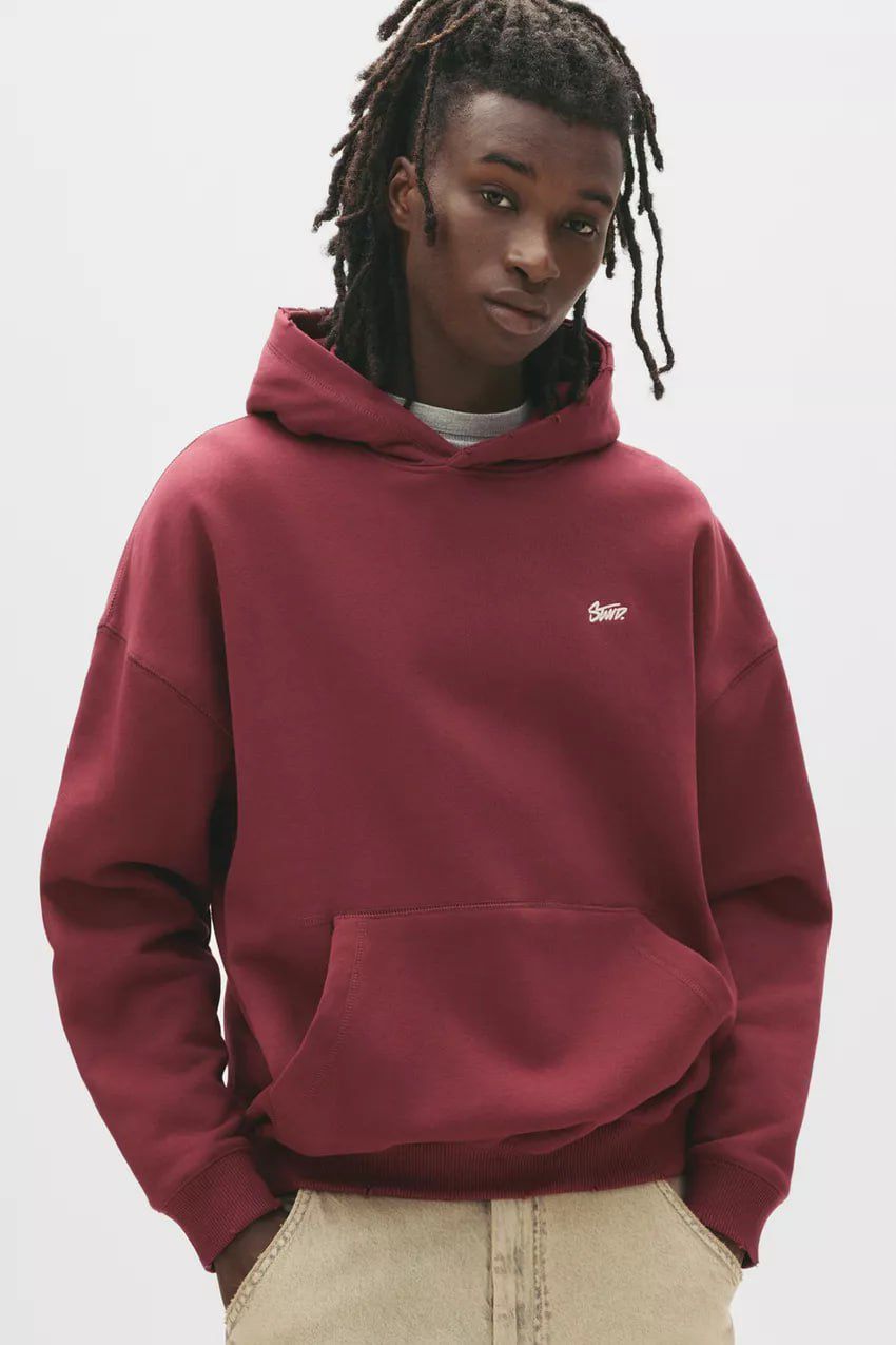 Pull & Bear STWD Box Fit Hoodie | Red