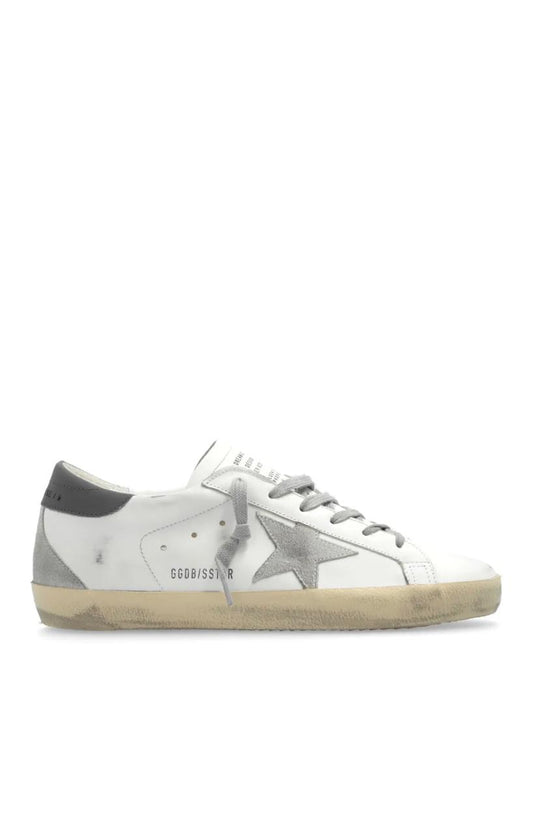 Golden Goose Leather Super Star Sneakers in White Grey