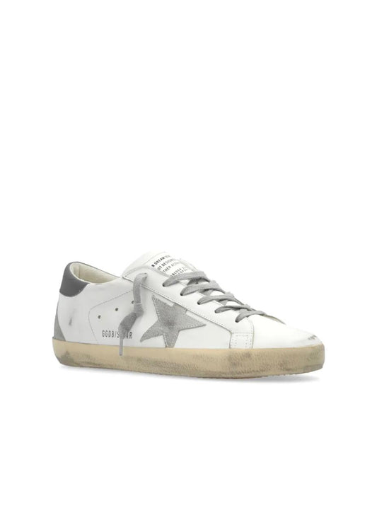 Golden Goose Leather Super Star Sneakers in White Grey