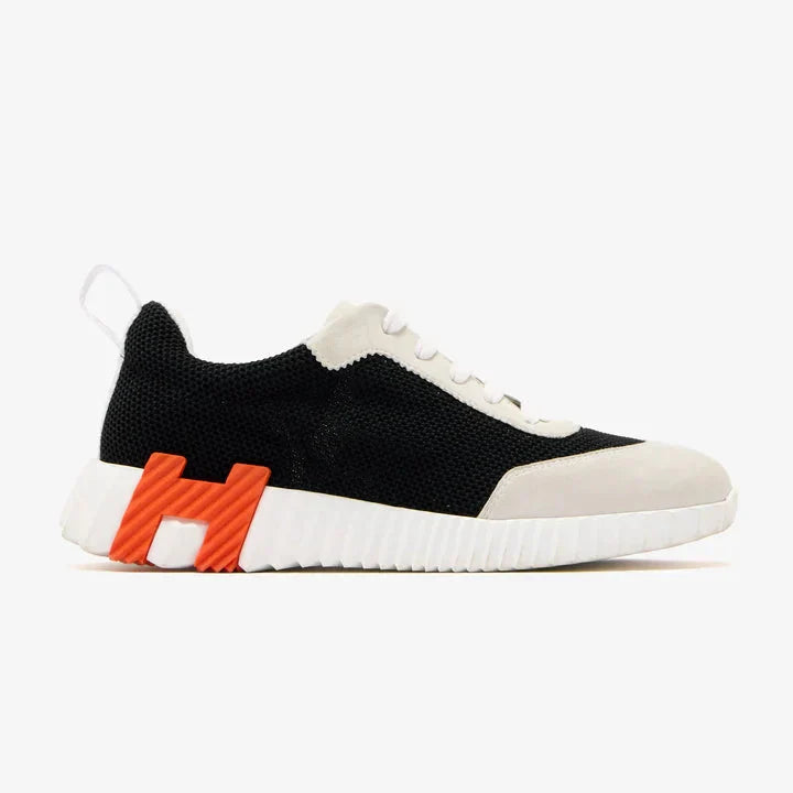 Hermes White/Black/orange Mesh and Suede Bouncing